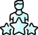 A blue star with three stars in the middle.